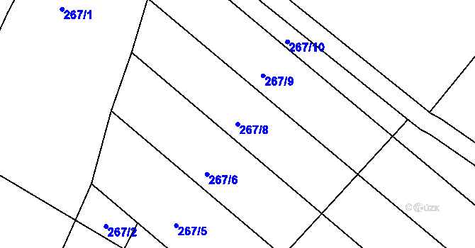 Parcela st. 267/8 v KÚ Nesvačilka, Katastrální mapa