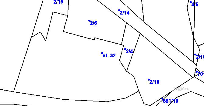 Parcela st. 32 v KÚ Nesvačily u Berouna, Katastrální mapa