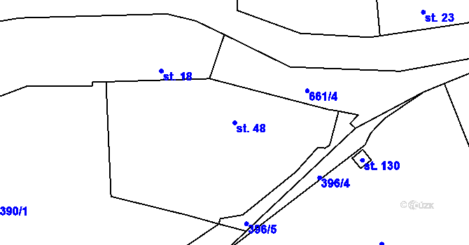 Parcela st. 48 v KÚ Nesvačily u Berouna, Katastrální mapa