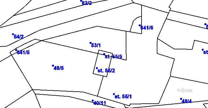 Parcela st. 55/5 v KÚ Nesvačily u Berouna, Katastrální mapa