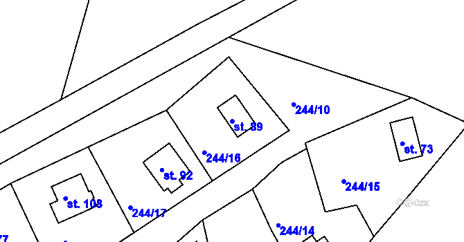 Parcela st. 89 v KÚ Nesvačily u Berouna, Katastrální mapa
