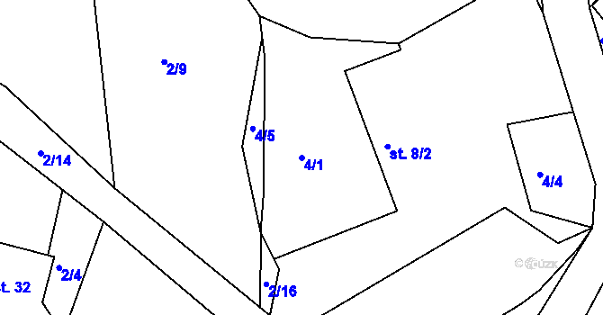 Parcela st. 4/1 v KÚ Nesvačily u Berouna, Katastrální mapa