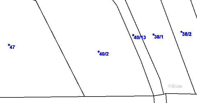 Parcela st. 40/2 v KÚ Nesvačily u Berouna, Katastrální mapa