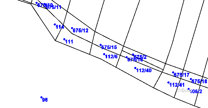 Parcela st. 112/6 v KÚ Nesvačily u Berouna, Katastrální mapa