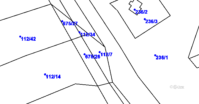 Parcela st. 112/7 v KÚ Nesvačily u Berouna, Katastrální mapa