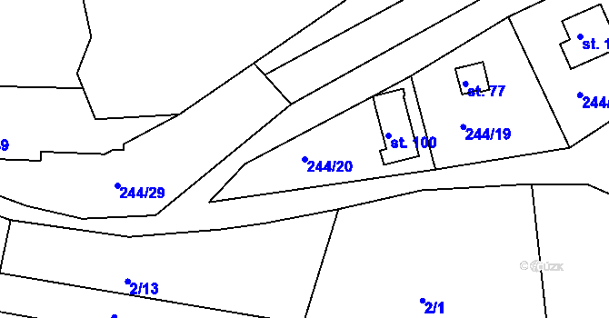 Parcela st. 244/20 v KÚ Nesvačily u Berouna, Katastrální mapa