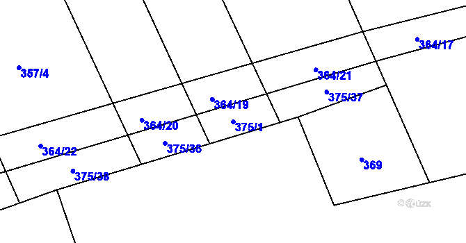 Parcela st. 375/1 v KÚ Nesvačily u Berouna, Katastrální mapa
