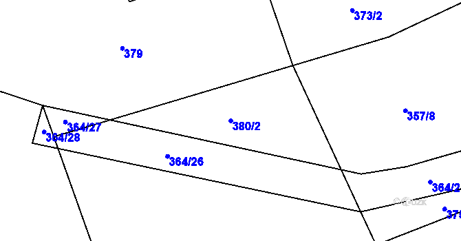 Parcela st. 380/2 v KÚ Nesvačily u Berouna, Katastrální mapa