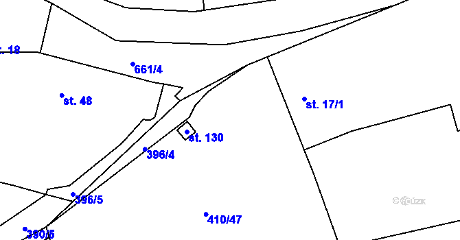 Parcela st. 410/4 v KÚ Nesvačily u Berouna, Katastrální mapa