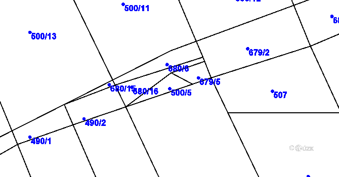 Parcela st. 500/5 v KÚ Nesvačily u Berouna, Katastrální mapa