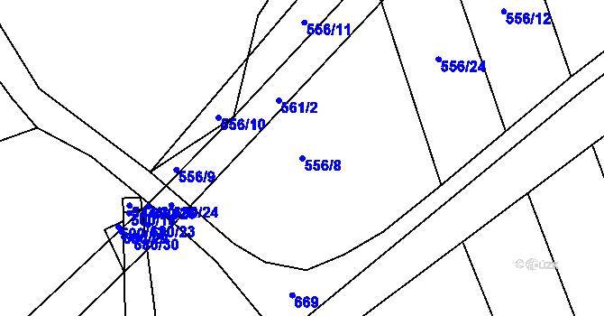 Parcela st. 556/8 v KÚ Nesvačily u Berouna, Katastrální mapa