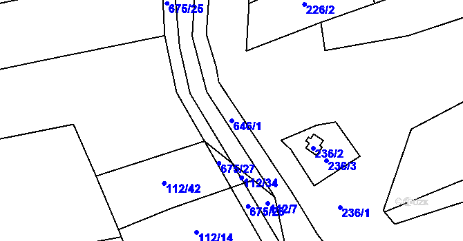 Parcela st. 646/1 v KÚ Nesvačily u Berouna, Katastrální mapa
