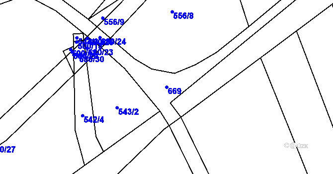 Parcela st. 669 v KÚ Nesvačily u Berouna, Katastrální mapa