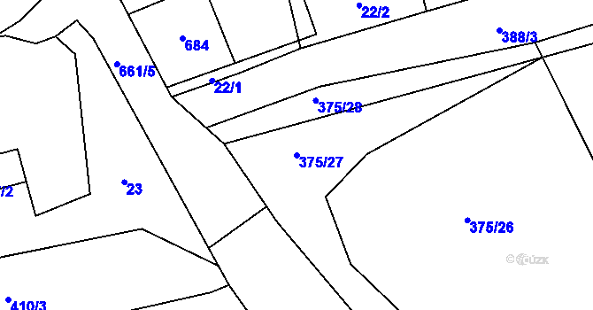 Parcela st. 375/27 v KÚ Nesvačily u Berouna, Katastrální mapa