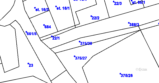 Parcela st. 375/28 v KÚ Nesvačily u Berouna, Katastrální mapa
