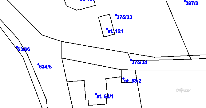 Parcela st. 375/35 v KÚ Nesvačily u Berouna, Katastrální mapa