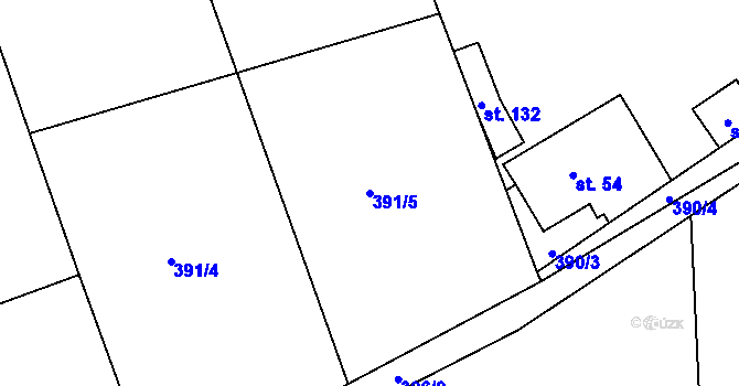 Parcela st. 391/5 v KÚ Nesvačily u Berouna, Katastrální mapa