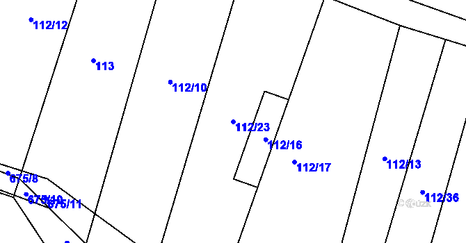 Parcela st. 112/23 v KÚ Nesvačily u Berouna, Katastrální mapa