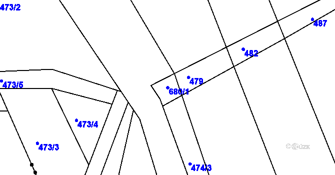 Parcela st. 680/1 v KÚ Nesvačily u Berouna, Katastrální mapa