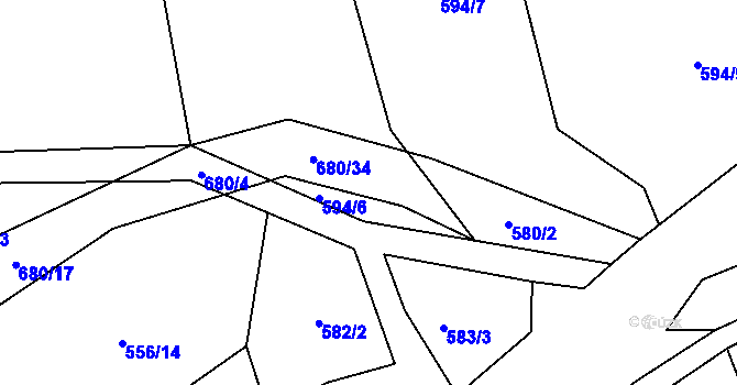 Parcela st. 680/3 v KÚ Nesvačily u Berouna, Katastrální mapa