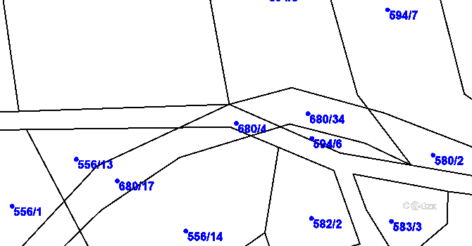 Parcela st. 680/4 v KÚ Nesvačily u Berouna, Katastrální mapa