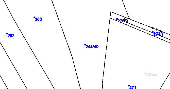 Parcela st. 244/40 v KÚ Nesvačily u Berouna, Katastrální mapa