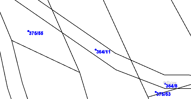 Parcela st. 364/11 v KÚ Nesvačily u Berouna, Katastrální mapa