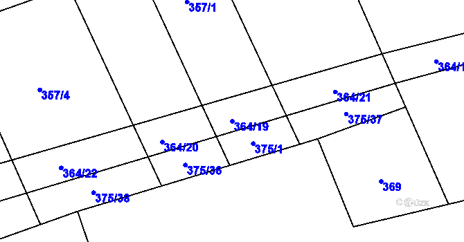 Parcela st. 364/19 v KÚ Nesvačily u Berouna, Katastrální mapa