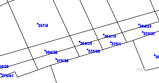 Parcela st. 364/20 v KÚ Nesvačily u Berouna, Katastrální mapa