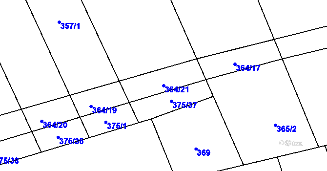 Parcela st. 364/21 v KÚ Nesvačily u Berouna, Katastrální mapa