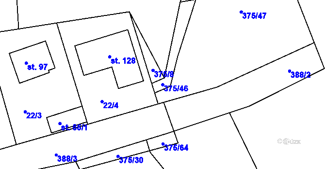Parcela st. 375/46 v KÚ Nesvačily u Berouna, Katastrální mapa