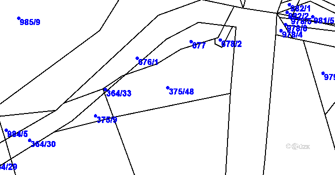 Parcela st. 375/48 v KÚ Nesvačily u Berouna, Katastrální mapa