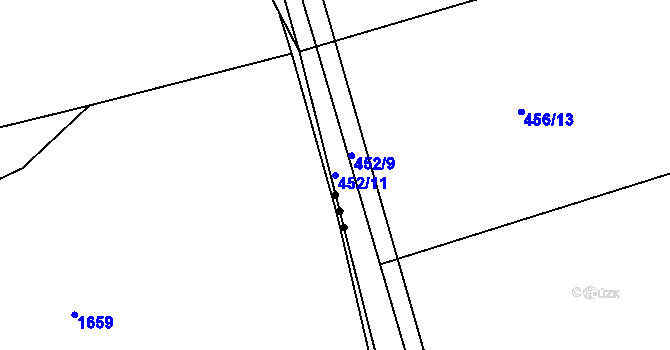 Parcela st. 452/11 v KÚ Nesvačily u Berouna, Katastrální mapa