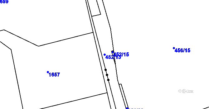 Parcela st. 452/13 v KÚ Nesvačily u Berouna, Katastrální mapa