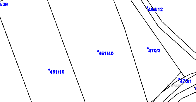 Parcela st. 461/40 v KÚ Nesvačily u Berouna, Katastrální mapa