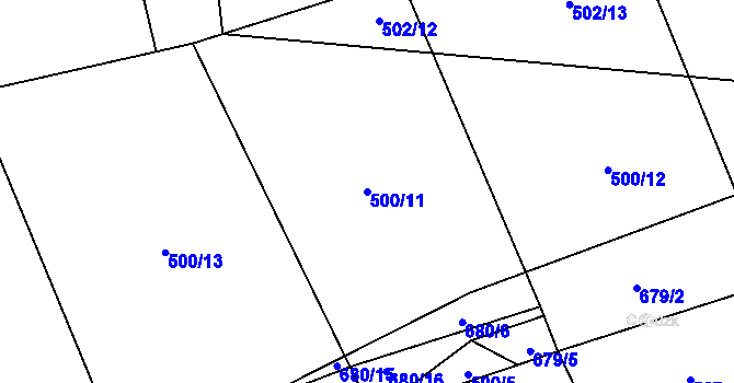 Parcela st. 500/11 v KÚ Nesvačily u Berouna, Katastrální mapa