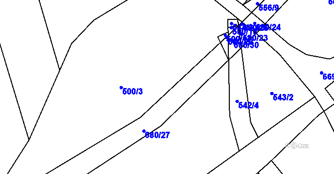 Parcela st. 500/15 v KÚ Nesvačily u Berouna, Katastrální mapa