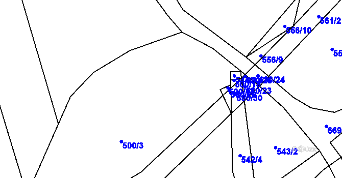 Parcela st. 500/20 v KÚ Nesvačily u Berouna, Katastrální mapa