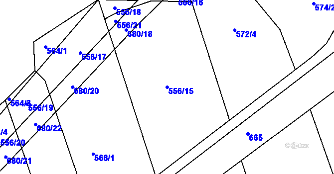 Parcela st. 556/15 v KÚ Nesvačily u Berouna, Katastrální mapa