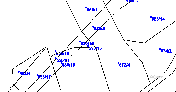 Parcela st. 556/16 v KÚ Nesvačily u Berouna, Katastrální mapa