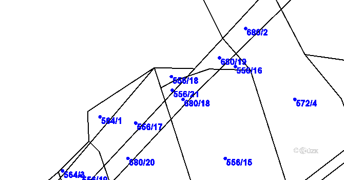 Parcela st. 556/21 v KÚ Nesvačily u Berouna, Katastrální mapa
