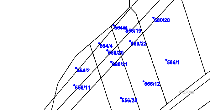 Parcela st. 556/22 v KÚ Nesvačily u Berouna, Katastrální mapa