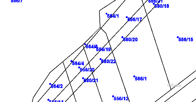 Parcela st. 556/23 v KÚ Nesvačily u Berouna, Katastrální mapa