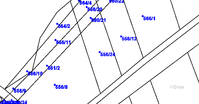 Parcela st. 556/24 v KÚ Nesvačily u Berouna, Katastrální mapa