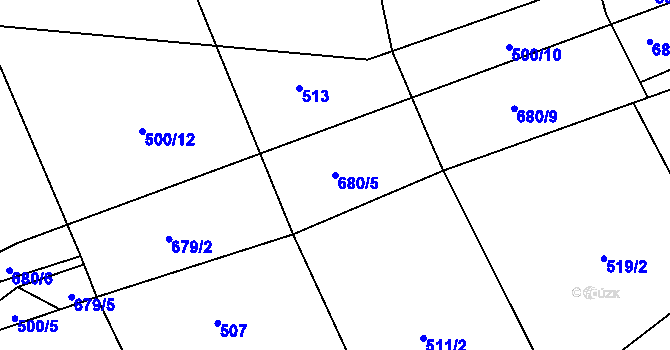 Parcela st. 680/5 v KÚ Nesvačily u Berouna, Katastrální mapa