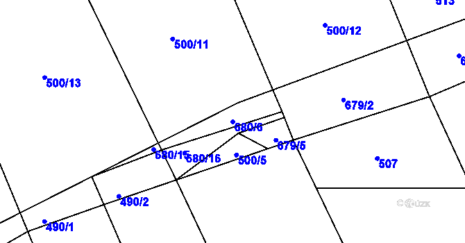 Parcela st. 680/6 v KÚ Nesvačily u Berouna, Katastrální mapa