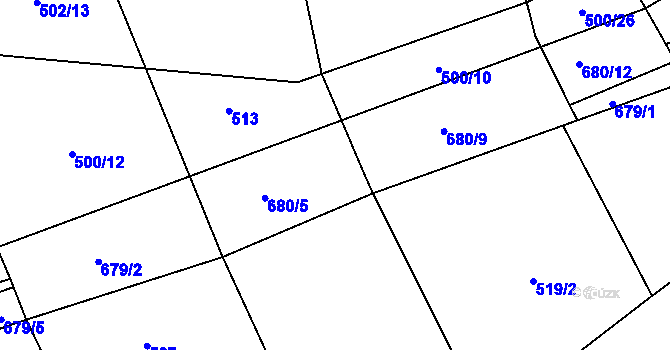Parcela st. 680/10 v KÚ Nesvačily u Berouna, Katastrální mapa
