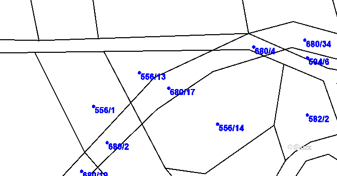 Parcela st. 680/17 v KÚ Nesvačily u Berouna, Katastrální mapa