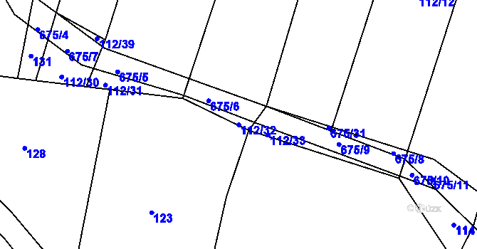 Parcela st. 112/32 v KÚ Nesvačily u Berouna, Katastrální mapa