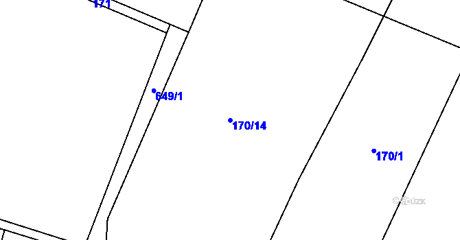 Parcela st. 170/14 v KÚ Nesvačily u Berouna, Katastrální mapa
